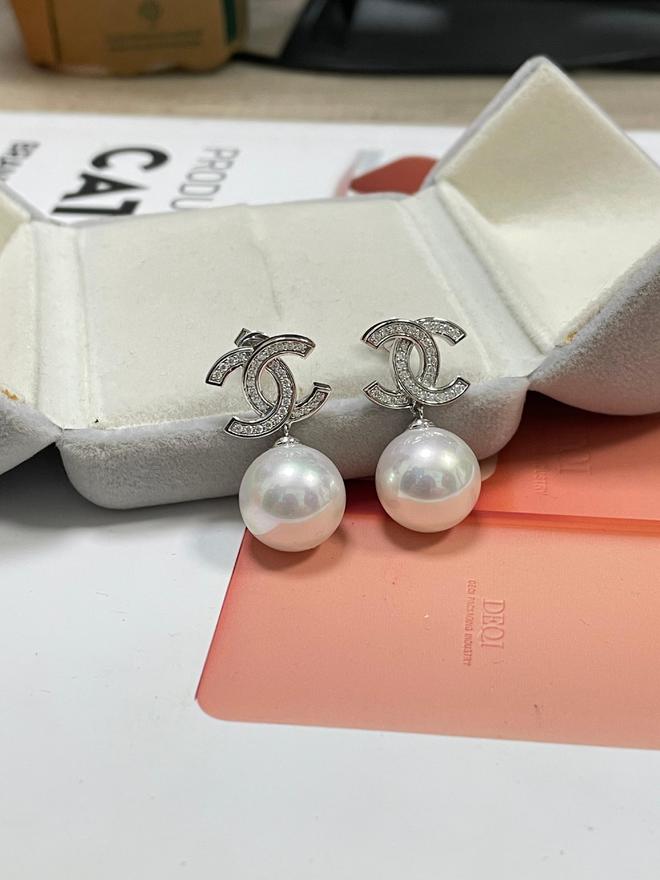 制9K白金14mm珍珠莫桑钻耳钉ky开元棋牌春夏闪耀新宠：来图定(图2)